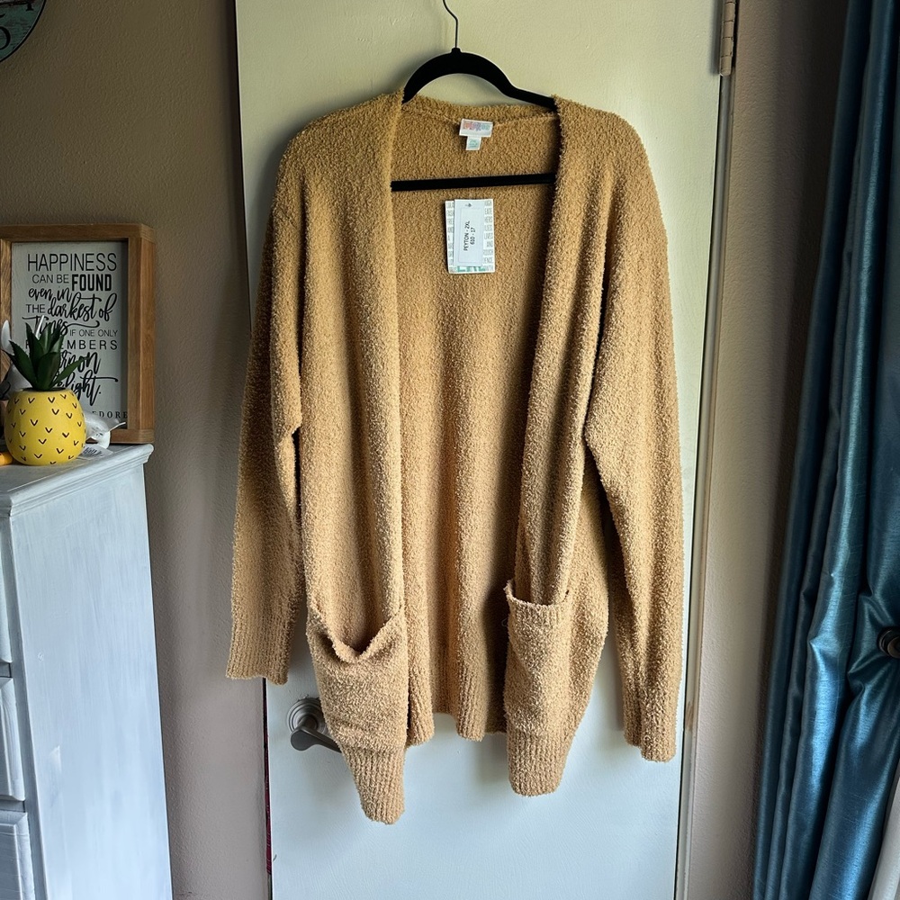 Cozy Tan Open-Front Sweater
